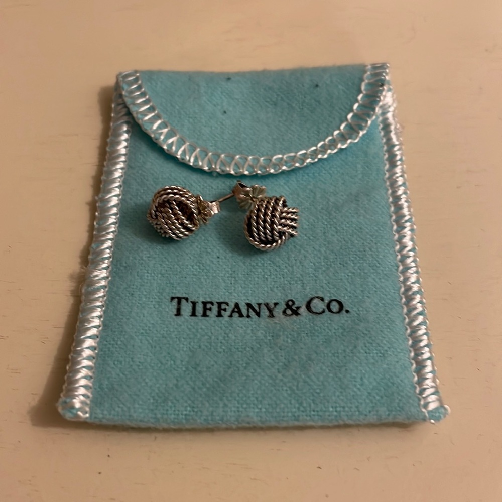 Tiffany and Co mesh sterling silver earrings